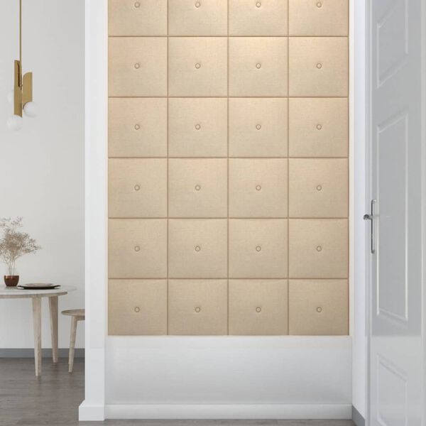 vidaXL Panneaux muraux 12 pcs Cr&egrave;me 30x30 cm Tissu 1,08 m&sup2;