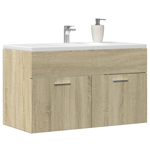 vidaXL Armoire lavabo de salle de bain ch&ecirc;ne sonoma bois d'ing&eacute;nierie