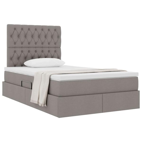 vidaXL Lit avec rangement et matelas Taupe 120 x 190 cm tissu