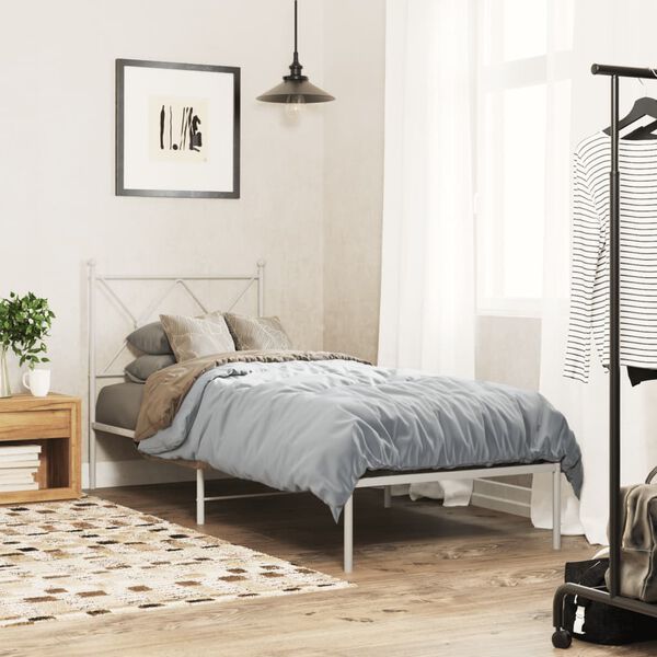 vidaXL Cadre de lit m&eacute;tal sans matelas avec t&ecirc;te de lit blanc 80x200cm