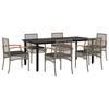 vidaXL Ensemble &agrave; manger de jardin et coussins 7 pcs gris rotin