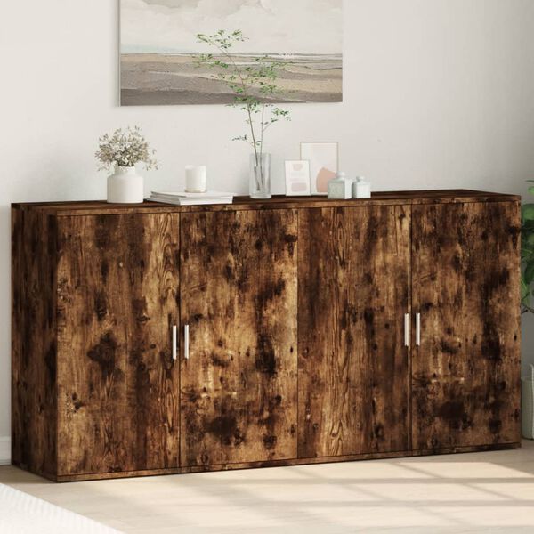 vidaXL Buffets 2 pcs ch&ecirc;ne fum&eacute; 79x38x80 cm bois d'ing&eacute;nierie