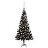 vidaXL Arbre de No&euml;l artificiel pr&eacute;-&eacute;clair&eacute; et boules noir 150 cm PVC