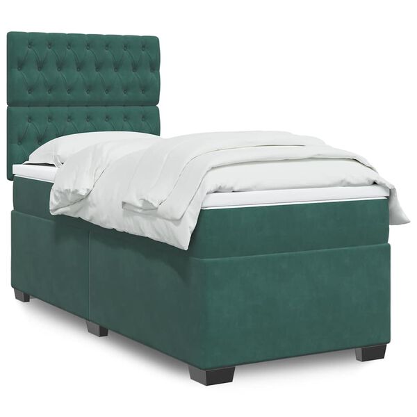 vidaXL Sommier &agrave; lattes de lit avec matelas Vert fonc&eacute; 90x190 cm