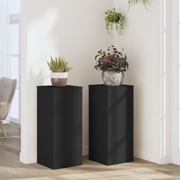 vidaXL Supports pour plantes 2 pcs noir 30x30x70 cm bois d'ing&eacute;nierie