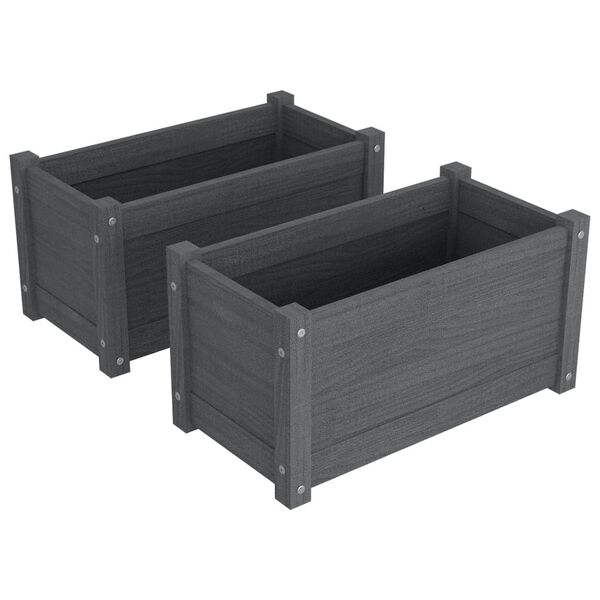 vidaXL Jardinières 2 pcs Gris 60x31x31 cm Bois de pin massif