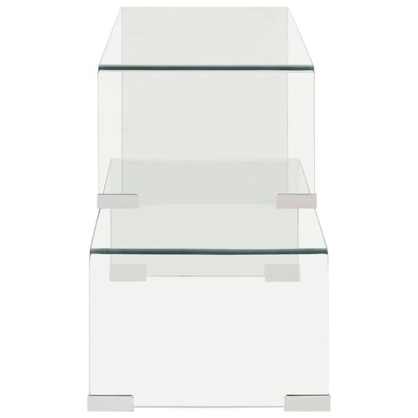 vidaXL Ensemble de table basse 2 pcs 90x30x20/110x30x40cm Verre tremp&eacute;