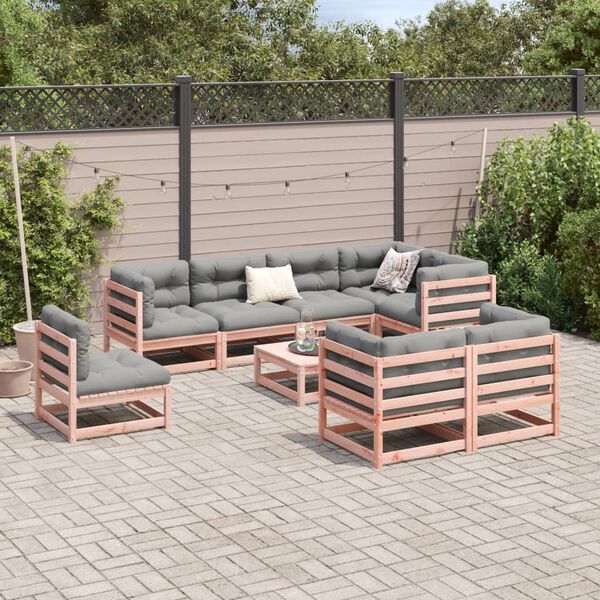 vidaXL Salon de jardin 9 pcs avec coussins sapin de douglas solide