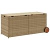 vidaXL Bo&icirc;te de rangement de jardin et roues m&eacute;lange beige 283L rotin