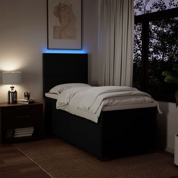 vidaXL Sommier &agrave; lattes de lit avec matelas Noir 90x200 cm Tissu