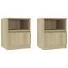 vidaXL Tables de chevet 2pcs ch&ecirc;ne sonoma 40x40x50cm bois d'ing&eacute;nierie