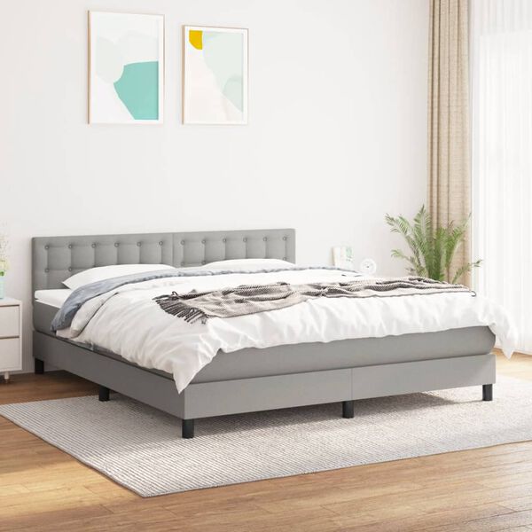 vidaXL Sommier &agrave; lattes de lit avec matelas Gris clair 180x200cm Tissu