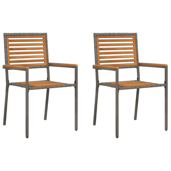 vidaXL Chaises empilables de jardin 2 pcs Marron et gris