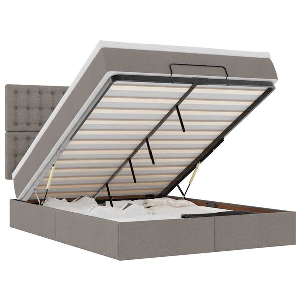 VidaXL Cadre de lit ottoman avec matelas taupe 140x190 cm tissu