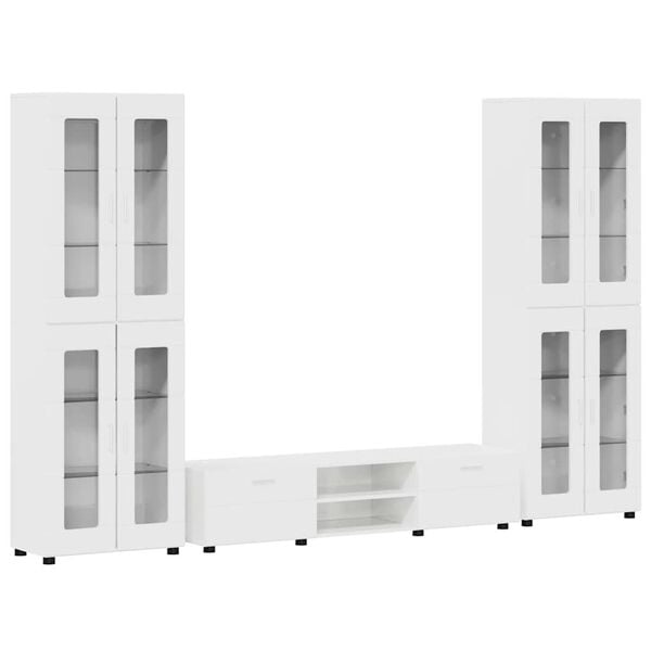 vidaXL Ensemble meuble TV FLORIN Blanc brillant Bois d'ing&eacute;nierie