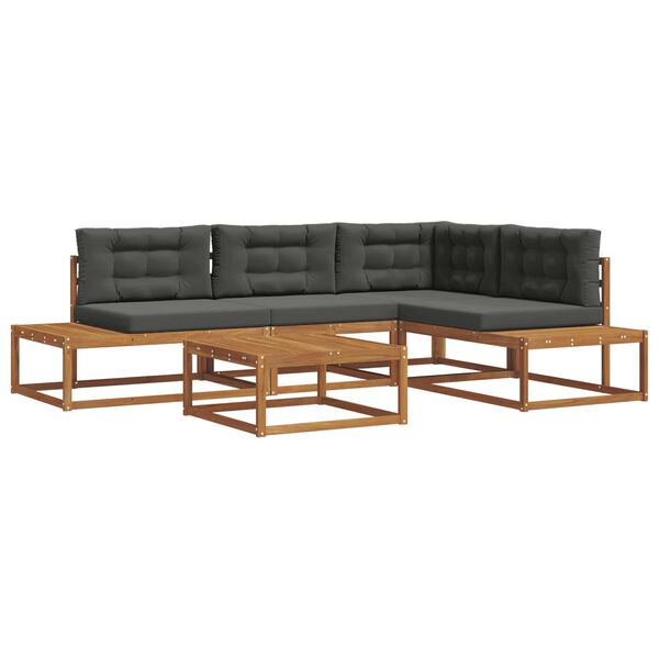 vidaXL Ensemble de canap&eacute;s d'ext&eacute;rieur 5 Pi&egrave;ce Naturel et Anthracite