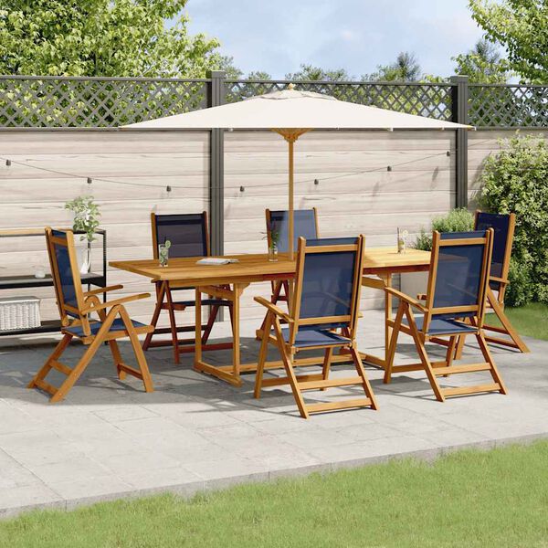 vidaXL Ensemble &agrave; Manger de jardin 7pcs bois d'acacia solide textil&egrave;ne