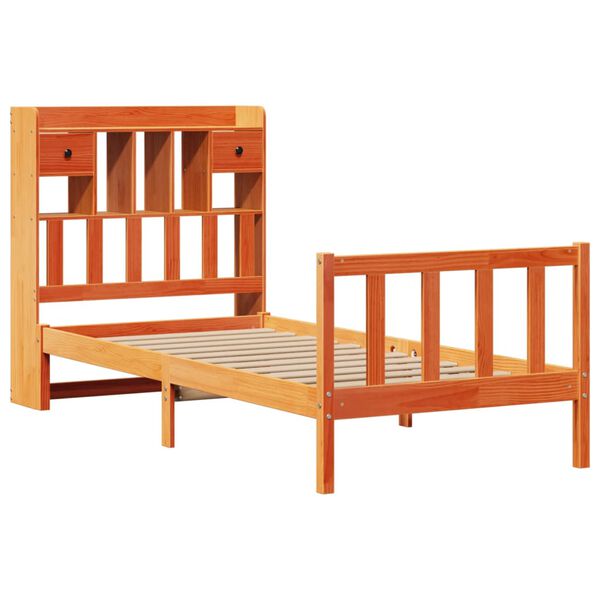 vidaXL Lit bibliothèque sans matelas cire marron 75x190 cm pin massif