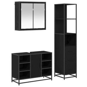 vidaXL Ensemble de mobilier de salle de bain 3 pc Ch&ecirc;ne noir