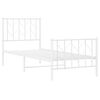 vidaXL Cadre de lit métal sans matelas avec pied de lit blanc 75x190cm