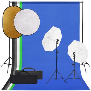 vidaXL Kit de studio photo avec &eacute;clairage toile de fond et r&eacute;flecteur