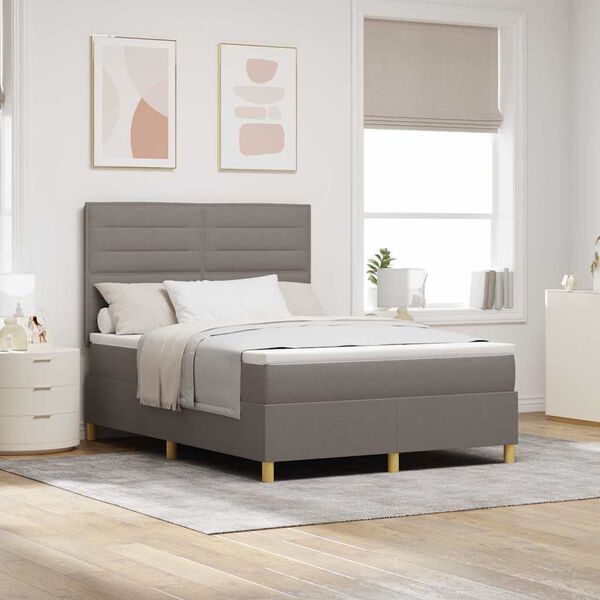 vidaXL Lit &agrave; ressorts avec matelas Taupe 140 x 200 cm tissu