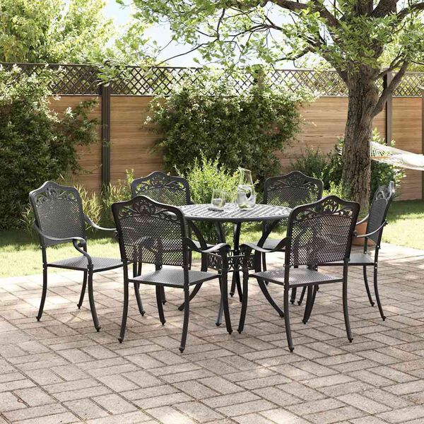 vidaXL Ensemble de salle &agrave; manger pour jardin 7 pcs Noir Aluminium