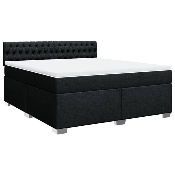 vidaXL Sommier à lattes de lit avec matelas Noir 180x200 cm Tissu