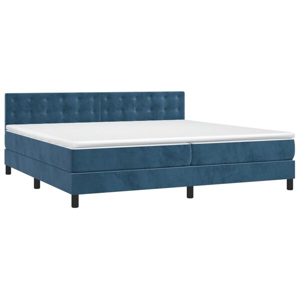 vidaXL Sommier &agrave; lattes de lit et matelas Bleu fonc&eacute; 200x200cm Velours