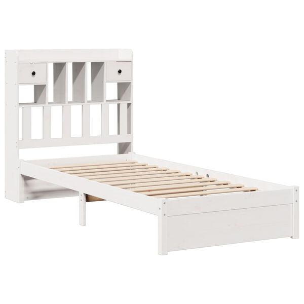 vidaXL Lit biblioth&egrave;que sans matelas blanc 90x200cm bois de pin massif