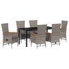 vidaXL Ensemble de salle &agrave; manger pour jardin avec coussin 7 pcs Gris