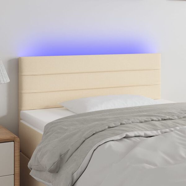 vidaXL T&ecirc;te de lit &agrave; LED Cr&egrave;me 90x5x78/88 cm Tissu