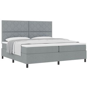 vidaXL Lit &agrave; ressorts avec matelas Gris clair 200 x 200 cm tissu