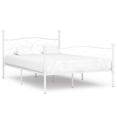 vidaXL Cadre de lit et sommier à lattes Blanc Métal 120 x 200 cm