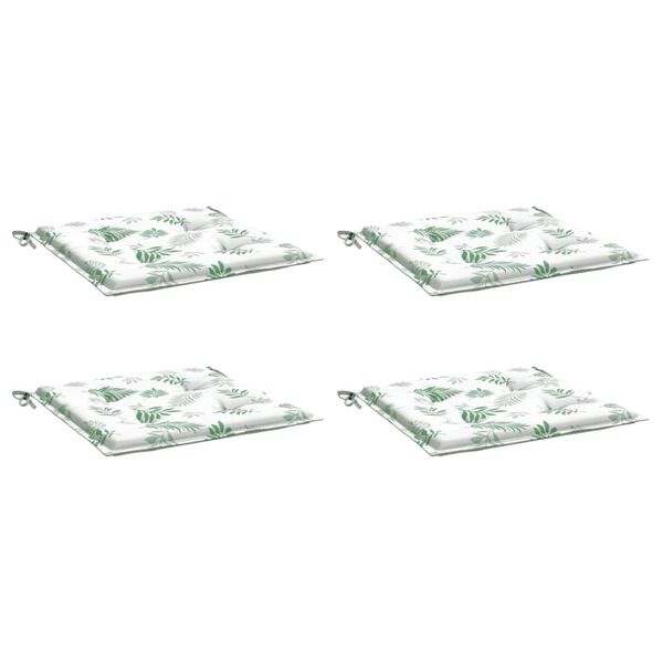 vidaXL Coussins de chaise lot de 4 motif de feuilles 40x40x4 cm tissu