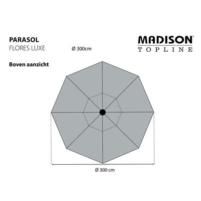 Madison Parasol Flores Luxe 300 cm Rond Gris