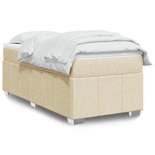 vidaXL Sommier &agrave; lattes de lit avec matelas Cr&egrave;me 100x200 cm Tissu