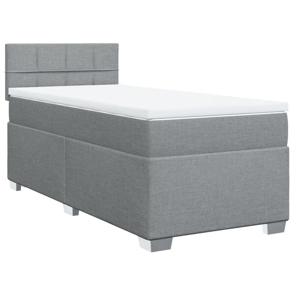 vidaXL Sommier &agrave; lattes de lit et matelas Gris clair 90x190 cm Tissu