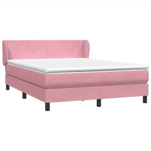 vidaXL Sommier &agrave; lattes de lit avec matelas rose 140x220 cm velours