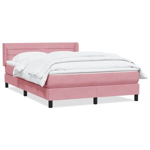 vidaXL Sommier &agrave; lattes de lit avec matelas rose 160x210 cm velours