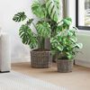 vidaXL Panier &agrave; plantes avec stockage 2 pcs Gris Rattan Kubu