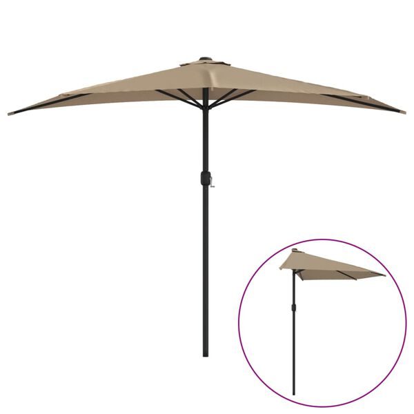vidaXL Parasol de balcon avec m&acirc;t en aluminium Taupe 300x155 cm Demi