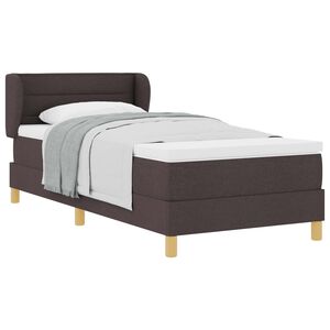 vidaXL Lit &agrave; ressorts avec matelas Marron fonc&eacute; 90 x 200 cm tissu