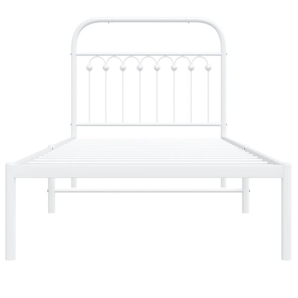 vidaXL Cadre de lit m&eacute;tal sans matelas avec t&ecirc;te de lit blanc 90x200cm
