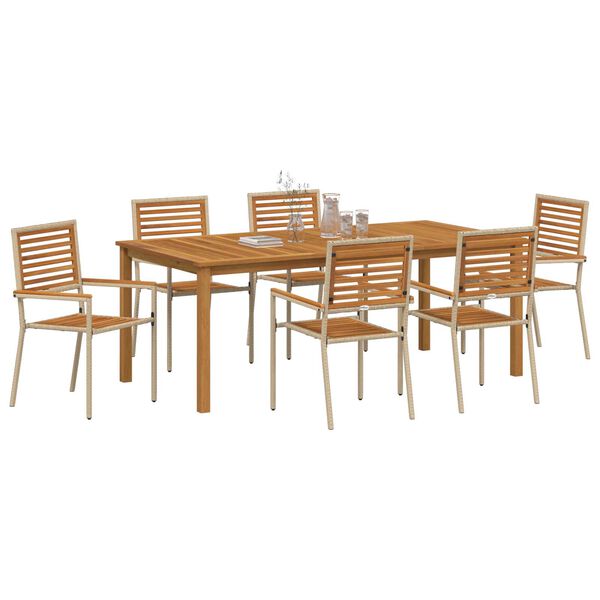 vidaXL Ensemble de salle à manger pour jardin 7 pcs Beige Poly rotin
