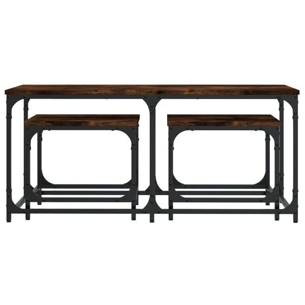 vidaXL Tables basses gigognes 3 pcs chêne fumé bois d'ingénierie