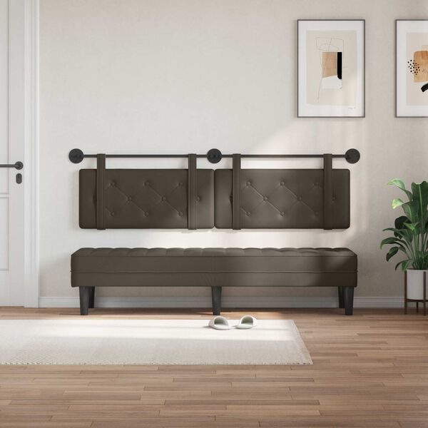 vidaXL T&ecirc;te de lit suspendue Gris 190 x 55 x 5 cm Simili cuir