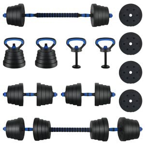 vidaXL Set d'halt&egrave;res 4-en-1 40 kg Noir et Bleu Ciment et sable de fer