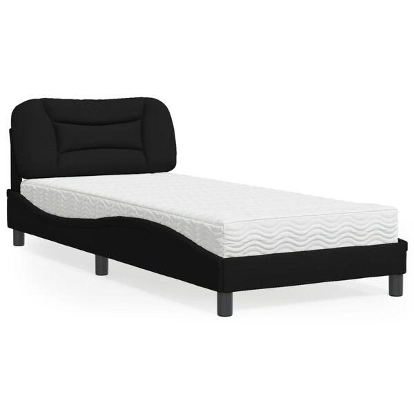 vidaXL Lit avec matelas Hvar noir 90x190 cm tissu