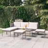 vidaXL Salon de jardin 6 pcs avec coussins r&eacute;sine tress&eacute;e gris